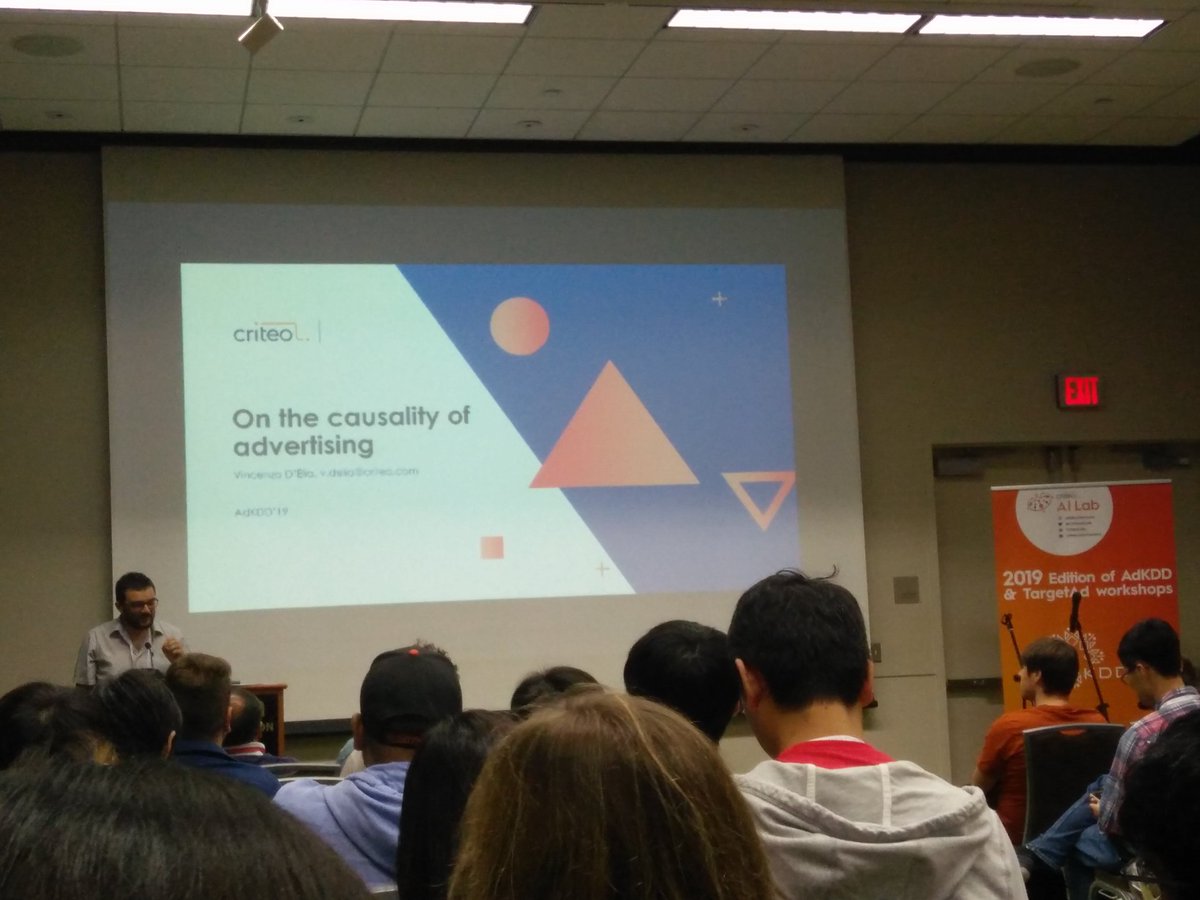 MathieuLechine's tweet image. Vincenzo Delia&apos;s talk about the causality of Advertising has just begun @CriteoAILab #kdd19