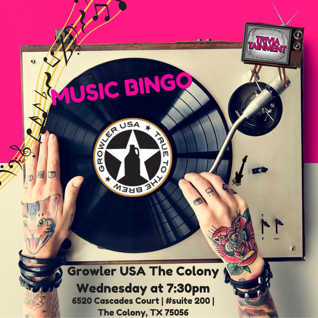 TriviaTainment's tweet photo. Music Bingo Wednesday at 7:30pm! @growlerusathecolony @growler_colony #musicbingo #pubtrivia #music #nysync #snoopdogg #shaniatwain #queen #country #rock #rap #pop #artists #throwbacksongs #triviatainment #growlerusa #thecolony #truetothebrew https://t.co/F8ZmR09FG2