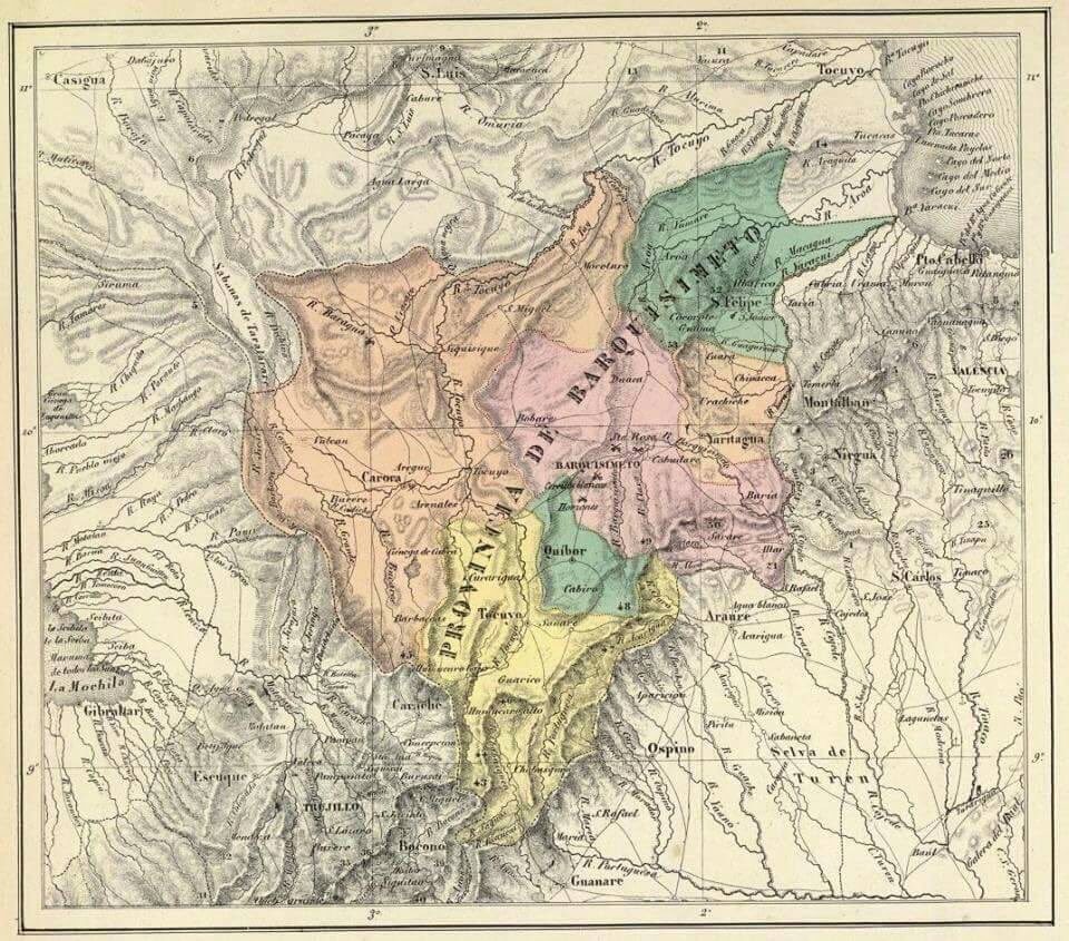 Mapa de la Provincia de #Barquisimeto para 1845 hallado en un repositorio de Alemania. #5Ago
