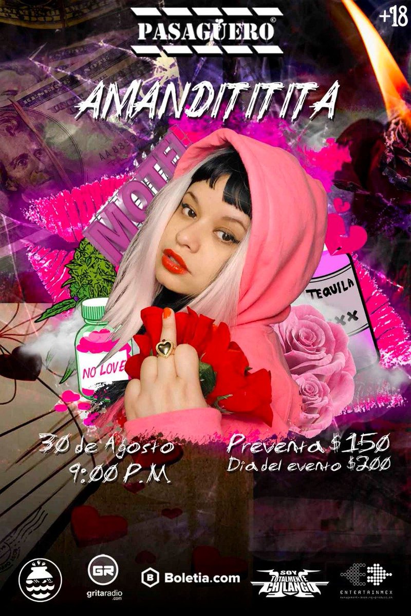Ya puedes comprar tus boletos a precio de preventa para ver a <a href="/amandititita/">Amandititita</a> este 30 de agosto en <a href="/pasaguero/">Pasagüero</a> !! Buscalos en taquilla de lunes a domingo de 2-10pm o en amandititita-pasaguero.boletia.com 🥳