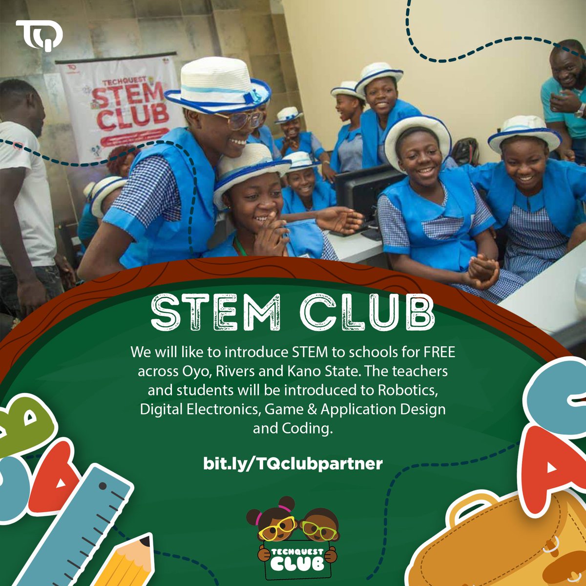 akasutweets's tweet photo. We will like to introduce STEM to schools for FREE across Oyo, Rivers and Kano States.

We will introduce teachers &amp; students to Robotics, Games &amp; Animation Design, Electronics and coding.

If you have a school or you know a school, please fill this form https://t.co/voEOUIrvn2 https://t.co/5aUbItjjOS