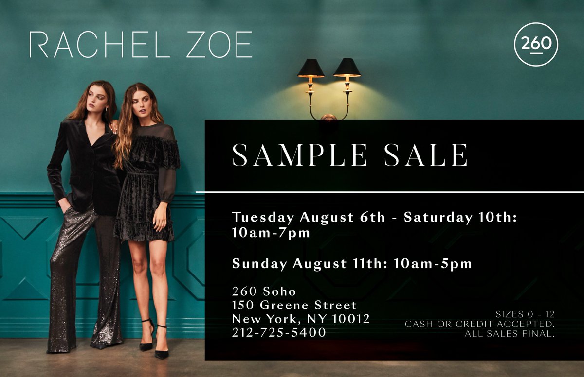 NYC! You're invited to our 260 Sample Sale THIS WEEK!
🙌🙌UP TO 80% OFF!!🙌🙌

August 6th - August 11th
Tuesday - Saturday: 10:00am-7:00pm
Sunday: 11:00am-5:00pm

260 Soho
150 Greene Street
New York NY 10012