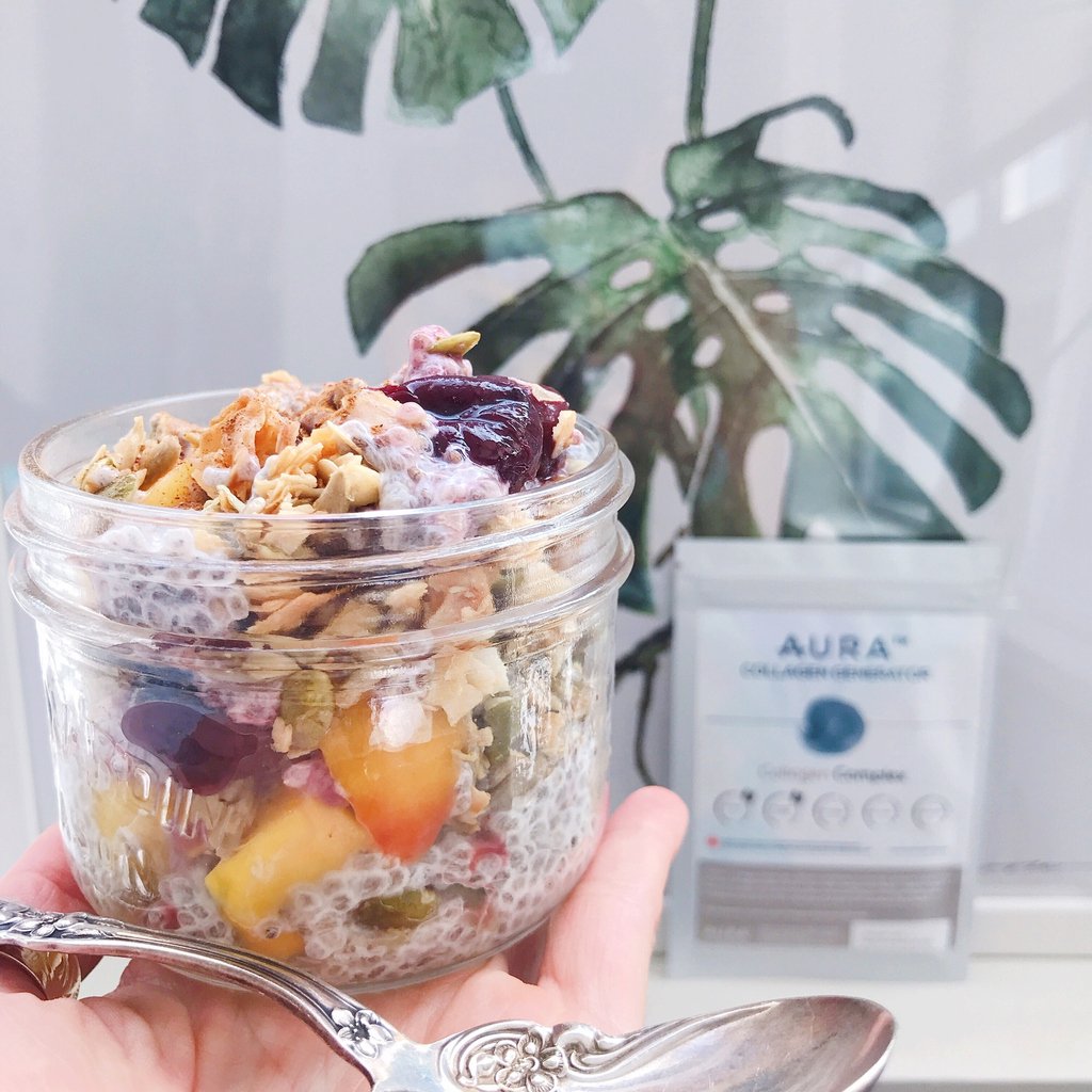 NutritionAura's tweet photo. COCONUT CHIA PUDDING // We elevated this pudding with collagen, and a winning combo of delicious fruit; mango, pineapple, cherries and raspberries. FULL RECIPE ON OUR INSTAGRAM!
#beautysupplement #healthsupplement #collagenpeptides #collagenbenefits #cleancollagen #womenshealth https://t.co/W0tLIZpWKX