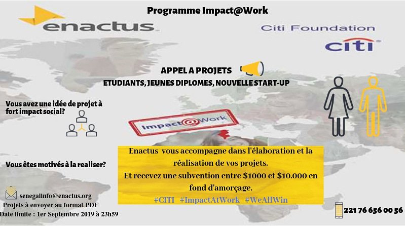 EnactusSenegal's tweet photo. Appel à projets (individuel ou en groupe) du programme #ImpactAtWork.
Challenge est ouvert aux étudiants, jeunes diplômés et start-up de moins de 2 ans. #Impact_Work #Citi #Entrepreneur
Infos : https://t.co/PZXiYI8DIy https://t.co/CO9XEVD6Kf