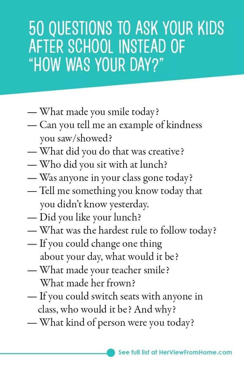 teachergoals's tweet photo. Here are some great questions that will spark more conversation than "how was school?" #parentgoals https://t.co/utigJN40Yh