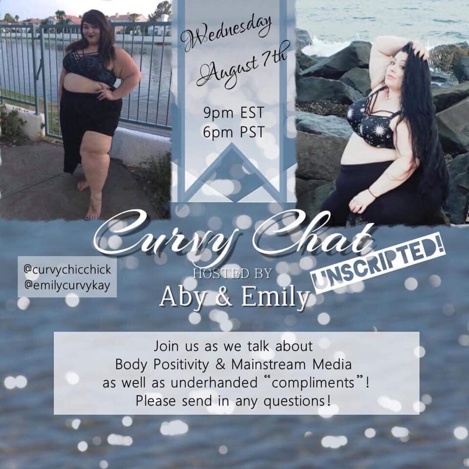 abyinreallife's tweet photo. We are back live on Facebook this Wednesday night ! 6pm pst/8pm central/9pm pst! ๐๐ผ See you then. #curvychat #bopo #pluspodcast https://t.co/ahUYkVtPDq