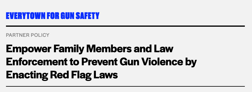 Everytown For Gun Safety's partner bill in the Future Now policy library