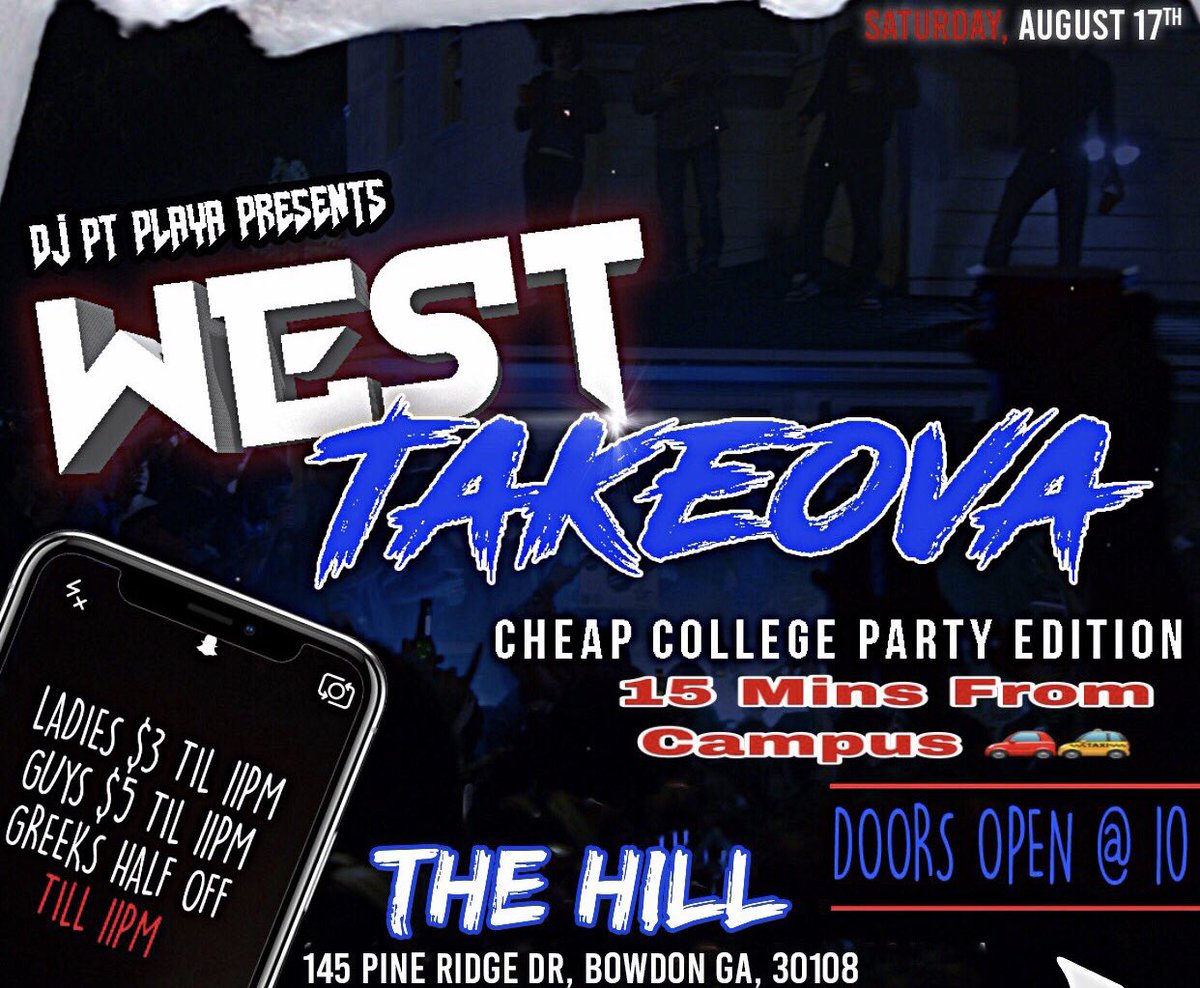 ohhitskaykay's tweet photo. #UWG23 #WESTTAKEOVA #WestCheapCollegeParty
Saturday , August 17th π€·πΎββοΈ
Cheapest College Party All Semester!!!! ππ€«
10 Mins From Campus ππ
Prices On The Flyer π΅
#UWG #UWG23 #uwg22 #UWG21 https://t.co/AOlkQmvg8H