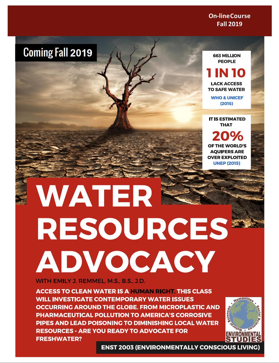 Seats available! Come learn more about water and environmentally-responsible living: ENST 2003 at OU!!!