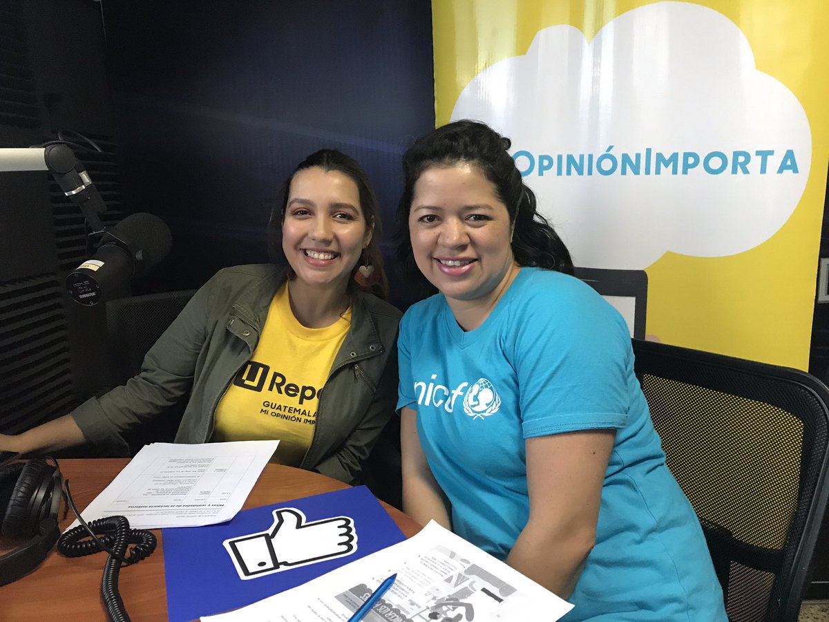 Ya listas en cabina para comenzar el 6to show de U-Report TV en @ConredRadio  con nuestra experta de <a href="/unicefguatemala/">UNICEF Guatemala</a>