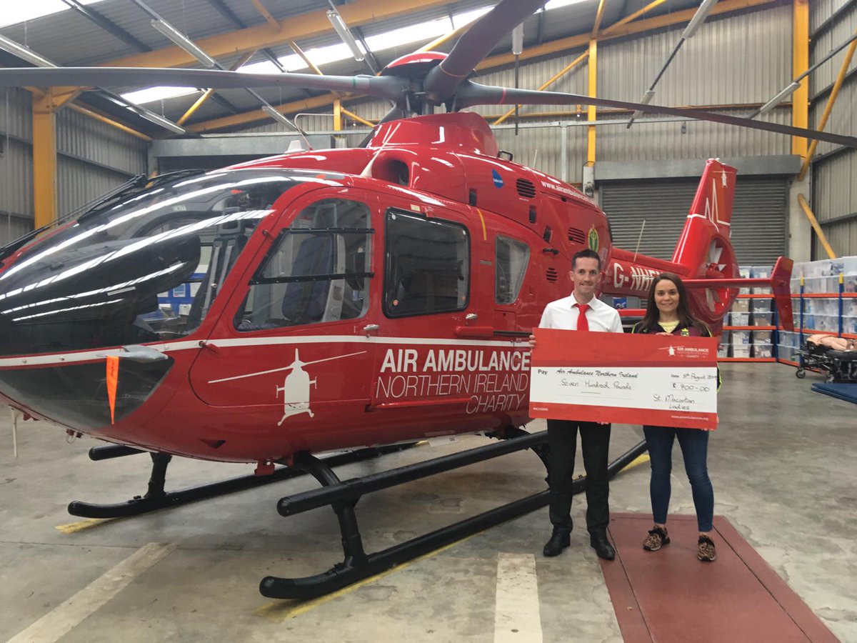 Deirdre McCarroll presented our 2019 chosen charity <a href="/AirAmbulanceNI/">@AirAmbulanceNI</a> with a donation tonight following this years successful <a href="/FaneValleyFeeds/">Fane Valley Feeds</a> Clogher Valley 5K. Thank you to everyone who made this possible. #cv5k19