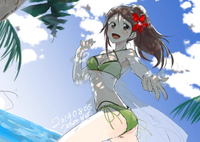 #艦これ版深夜の真剣お絵描き60分一本勝負#艦これ版真剣お絵描き60分一本勝負_20190805#天城「天城と共に参りましょう!」 