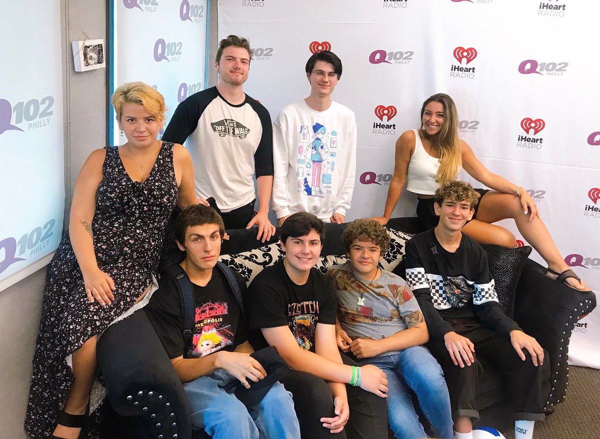 Q102Philly's tweet photo. Why is @GatenM123 (Dustin from #StrangerThings) in the Q studio with @FMbuster &amp; @Rach_ontheradio? 

He has a band and they’re all from Jersey! This is @WIPBandOfficial!

Hear their interview &amp; song “Dream Eater” today at 6:00pm 👂 https://t.co/RwvuJkP0uY https://t.co/oQ0kItjToi
