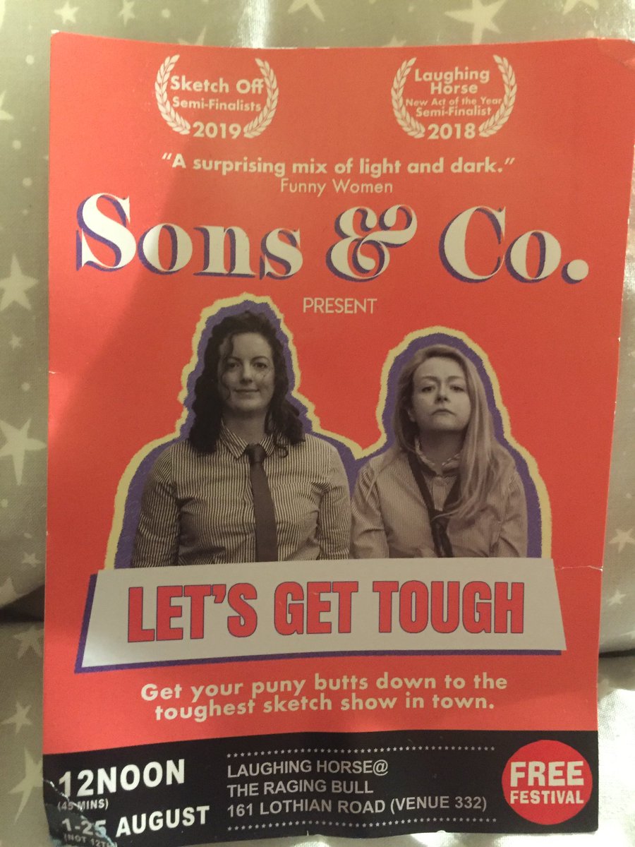 #gettough #edfringe #MakeYourFringe #comedy.          The very best/funniest show I’ve seen in Edinburgh so far.
A must see, bloody hilarious 😂