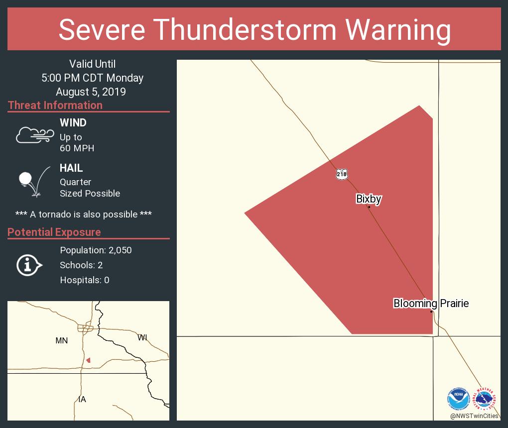 NWS Twin Cities on Twitter "Severe Thunderstorm Warning including