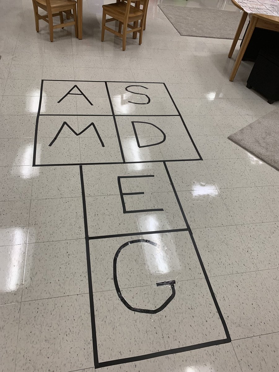 PBell_EdS's tweet photo. Shout out to my mentor @math_on_fire for bringing my idea to life!!!! Order of operations hop scotch! Now these 5th graders can “walk/hop it out”!! Ready for the best year ever! Thank you @HappilyHamilton for doing it first!! #GreatOnPurpose #MakingMathWORK #WeRiseTogether https://t.co/9STKl5SFv8