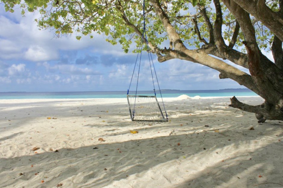  #ReethiRaajje A thread that hopes to depict our sense of community, values & way of life in the islands of  #Maldives. This is a swing put up by my father on the beach few feet from our home. We care for the beach, keep it clean & enjoy it as a gathering place. #HAUtheemu