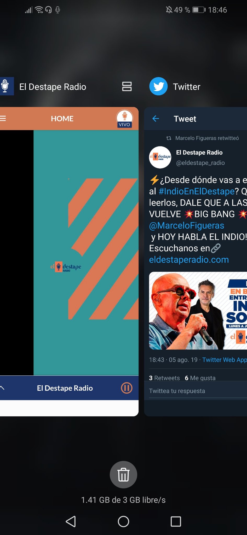El Destape Radio on Twitter: "⚡️¿Desde dónde vas a escuchar al  #IndioEnElDestape? Queremos leerlos, DALE QUE A LAS 19 📣 VUELVE 💥BIG BANG  💥con @MarceloFigueras y HOY HABLA EL INDIO! Escuchanos en🔗
