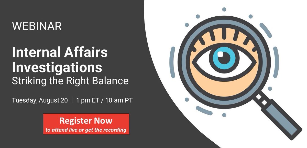 Lexipol's tweet image. Do you know how to conduct #interrogations that are effective at rooting out bad behavior while remaining fair to the #officer? Register today for our next webinar! bit.ly/2Ytm1yo