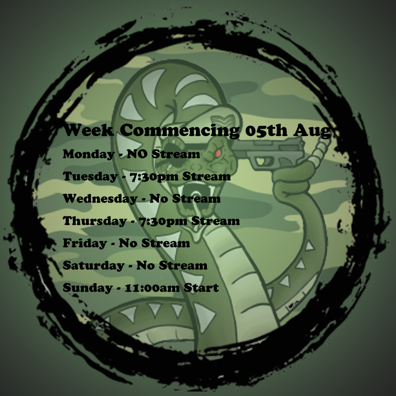 SGT_RagingSnake's tweet photo. This weeks schedule is here getting back in to RP with on the @AfterZeroTeam  server.
Back to normal routine this week.

See everyone tomorrow https://t.co/bfmZSQQzJ7 https://t.co/7wCu3cyl4w