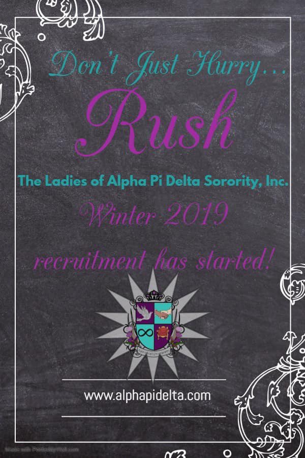 alphapiangels's tweet photo. Did someone say WINTER RUSH????? 

You’re absolutely right!!! The ladies of Alpha Pi Delta Sorority, Inc. are now recruiting!

#SweeeTRush
#WinterRush
#BraceYourself
#OfficiallyRecruiting
#AlphaPiDelta2010 https://t.co/9qQdxRCvZk