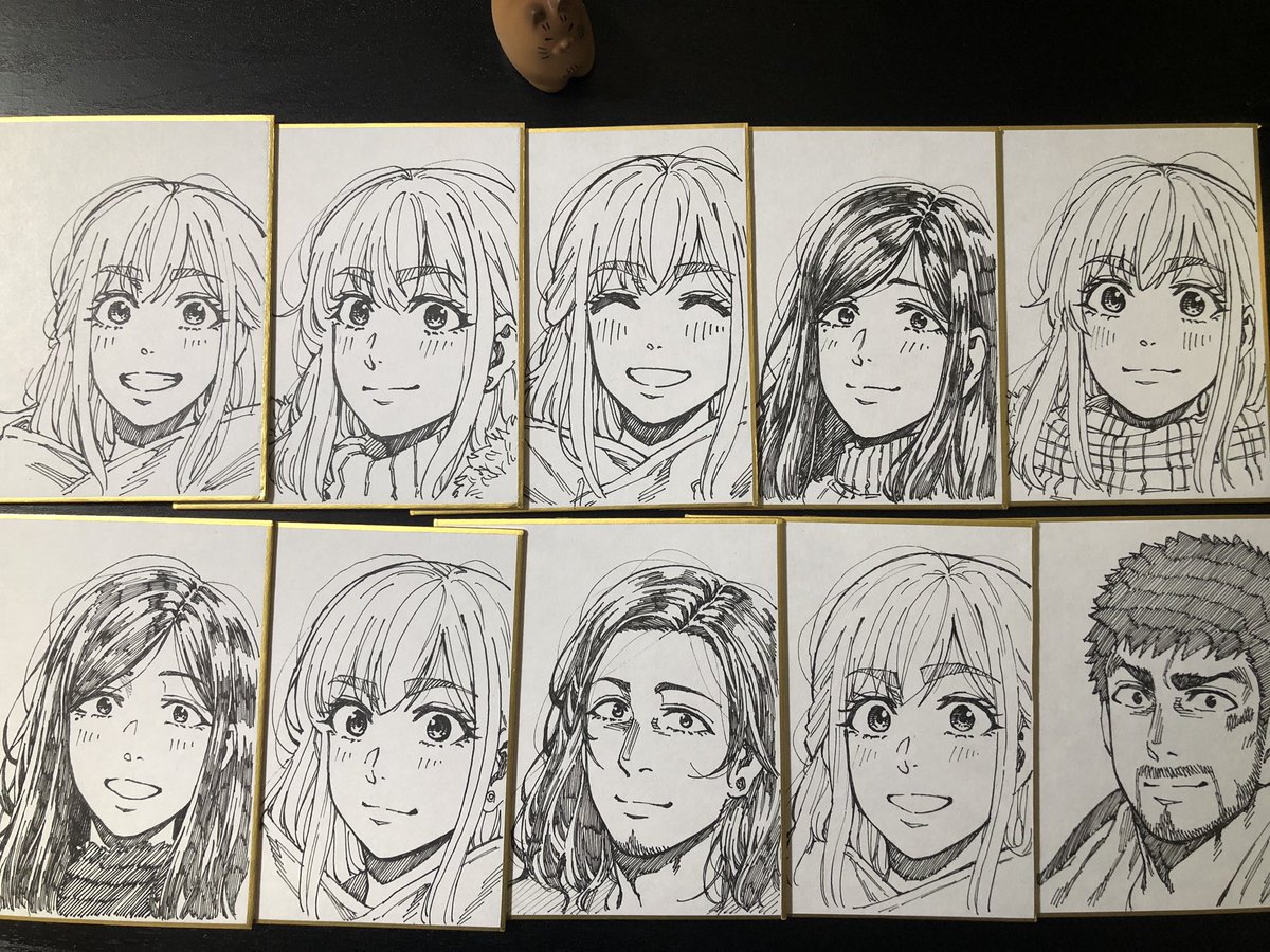 『2巻』の時のミニ色紙プレゼント企画のミニ色紙…3巻発売日に夜通しかけて描きあげました…！今週末の打ち合わせで担当に渡すので来週にはお手元に届くのではないかと…！
3巻でもやろうかなと考えているので概要は少々お待ちを…！ 
