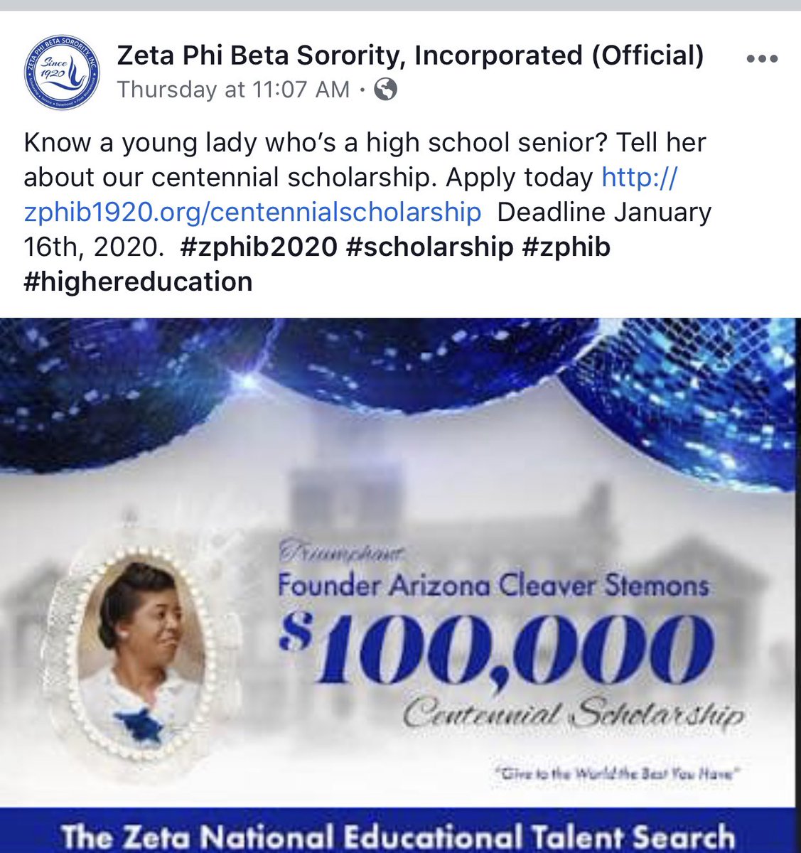 GPCollegeReady's tweet photo. 🚨Scholarship alert 🚨 *2020 girl graduating senior! #ZetaPhiBeta #Scholarship #GpisdCollegebound https://t.co/EOY0RCFNe2