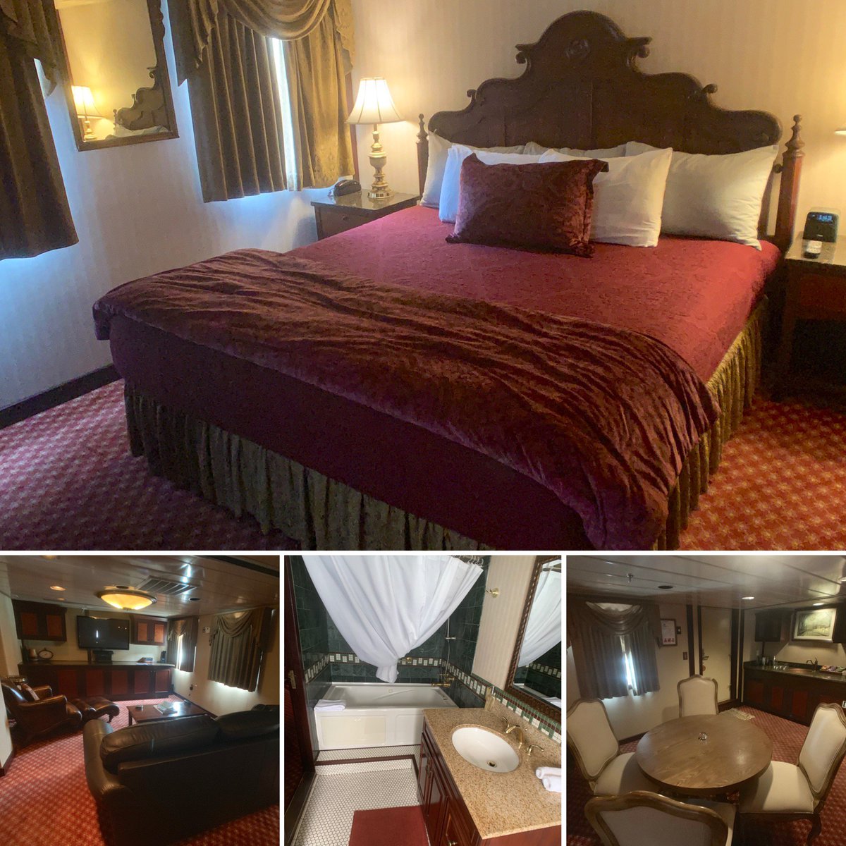 KidTripster's tweet photo. Cruise ship cabins are usually small. There’s an exception on board the @UnCruise #SSLegacy. Behold the Owner’s Suite. It’s the size of a small apartment, complete with a living room, dining room, large bedroom & bathroom with bathtub. Another perk, windows on all sides. #dreams https://t.co/CG3cTlddGV