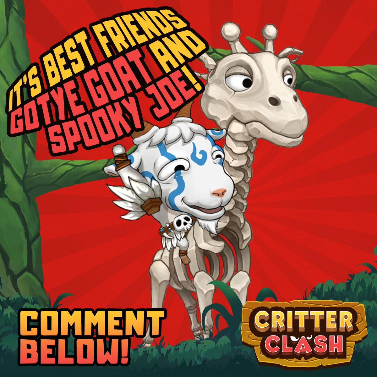 critterclash's tweet photo. It's Gotye Goat and Spooky Joe!
Gotye Goat is responsible for Spooky Joe's boney appearance but don't let Joe know! https://t.co/IdWZlx1oBB