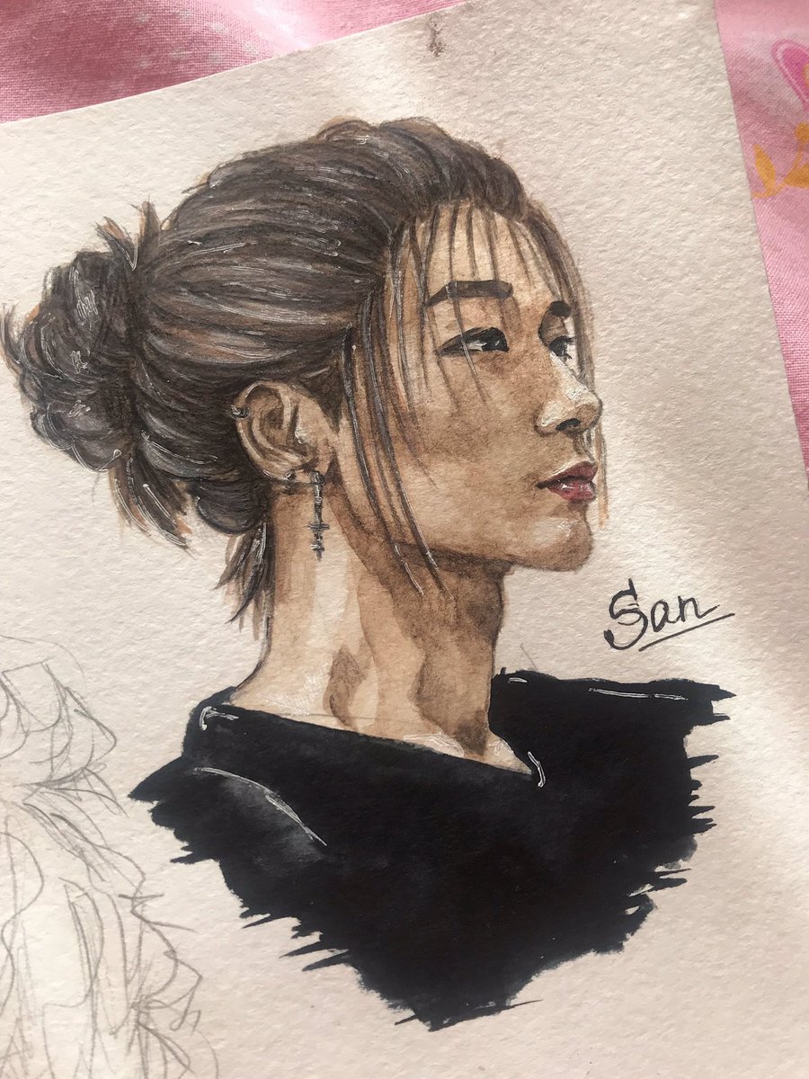 FoxAteez's tweet photo. Its night and I just though about SAN WITH A MANBUN
but I cant use photoshop so I decided to draw it

#ateez #san #sanfanart #ATEEZfanart https://t.co/Th87pe1Ckq