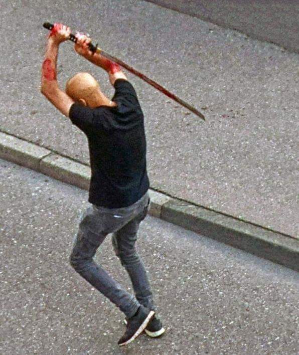 JustOwnItIsrael's tweet photo. Dear Leftists,
Join me in the call to ban swords and condemning Islamists.
This was in #Germany 4 days ago. #Syrian refugee killed his roommate.
#swordcontrol #islam #islamistsupremacist #guncontrol https://t.co/EHVz04FgX5
