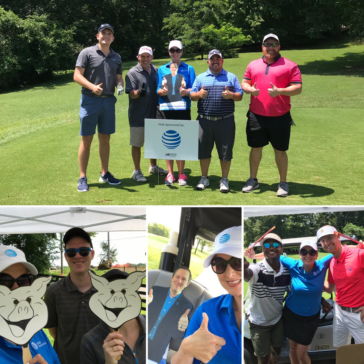 spiceyricey07's tweet photo. Not a bad start to the week at the #iremnash golf tournament. #fieldmarketingnation brought the whole crew! #WhatsHappeningInHeartland #fuelingfiber #mobilemadness #travelingacuff #attbizlife #snapintoaslimjim https://t.co/0DzoynybgK