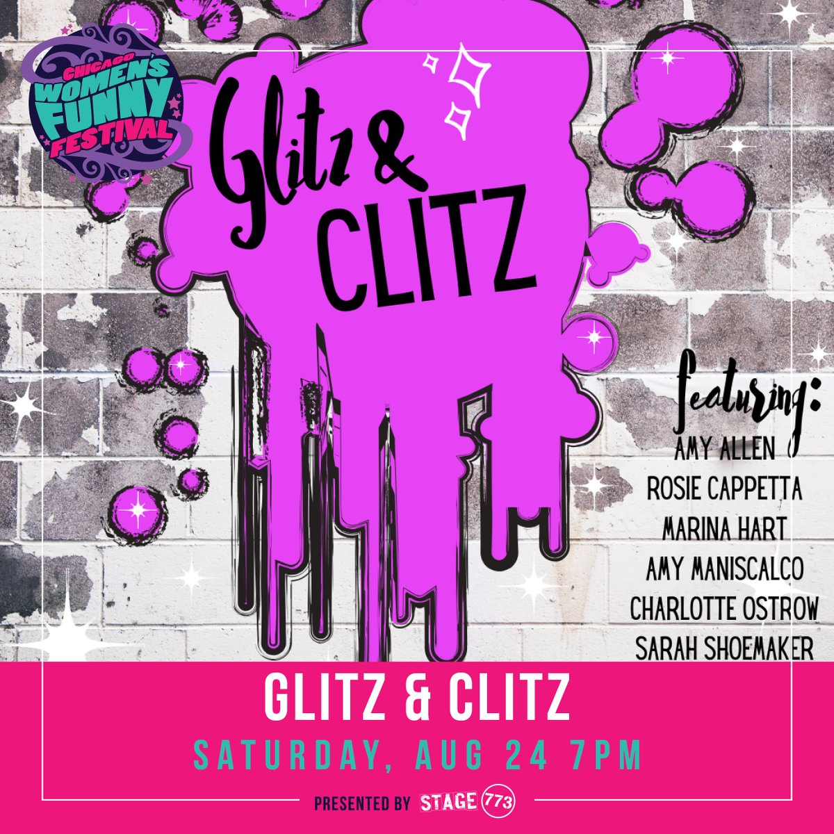 All sex, and definitely no anxiety about losing control of your body and mind: Glitz &amp; Clitz brings you sketch comedy exploring the glamours of womanhood. Touching you in all the right places at CWFF at <a href="/Stage773/">Stage773</a> on Saturday August 24 @ 7PM
bit.ly/2MsIoww