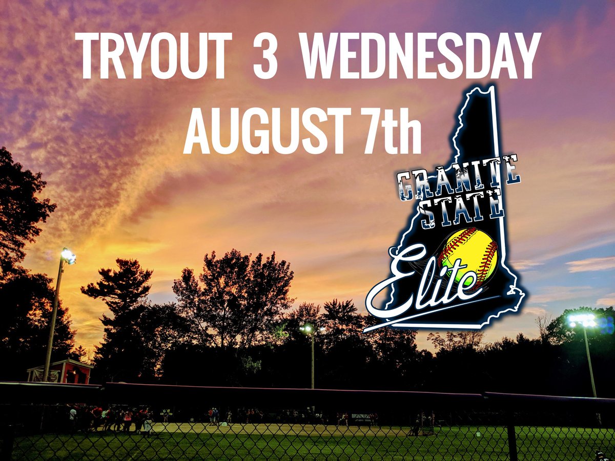 Our teams are filling up! Come show us what you got!! 10U - 12U - 14U Blue - 14U Black - 16U Blue - 16U Black - 18U 10U and 12U 5:30-7pm 14U 16U and 18U PITCHERS AND CATCHERS 6:30-7:15 all other positions 7-8:30pm 603-GSE!! Visit gs-elite.com to sign up!