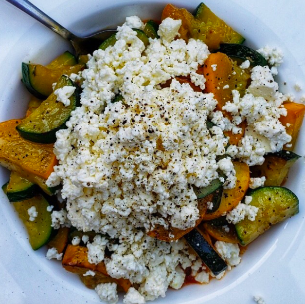 jackandlilTO's tweet photo. We’re spending the night with friends, enjoying one of our favourite ways to prepare...zucchinis! Rich in flavour, these zucchini’s are sautéed in confit garlic scabs butter, topped with feta and finished with chakalaka. #jackandlils https://t.co/Ay1BVZapu9