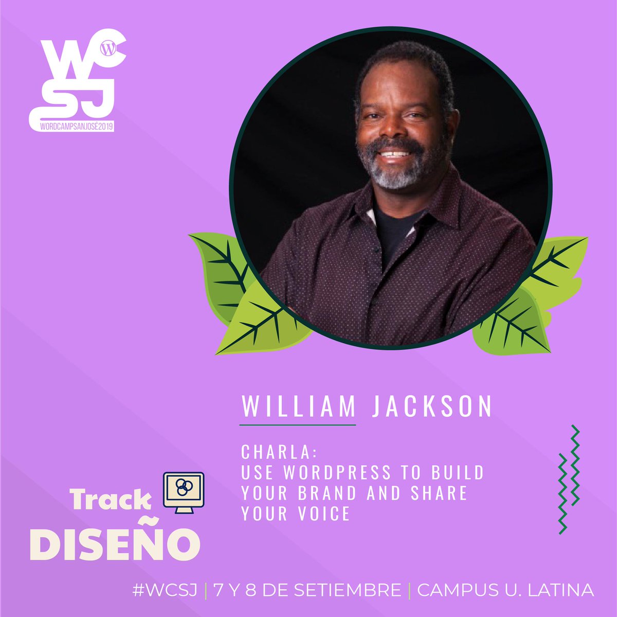 WordCampCR's tweet photo. @wmjackson Este 7 y 8 de setiembre William Jackson nos compartirá sus conocimientos dentro del Track Diseño en el #WordCamp SJ 2019 con su charla "USE WORDPRESS TO BUILD YOUR BRAND AND SHARE YOUR VOICE" y en el KidsCamp.
https://t.co/lB3rawP40b
#WCSJ  #WordPress https://t.co/e3jC0Ve3gE