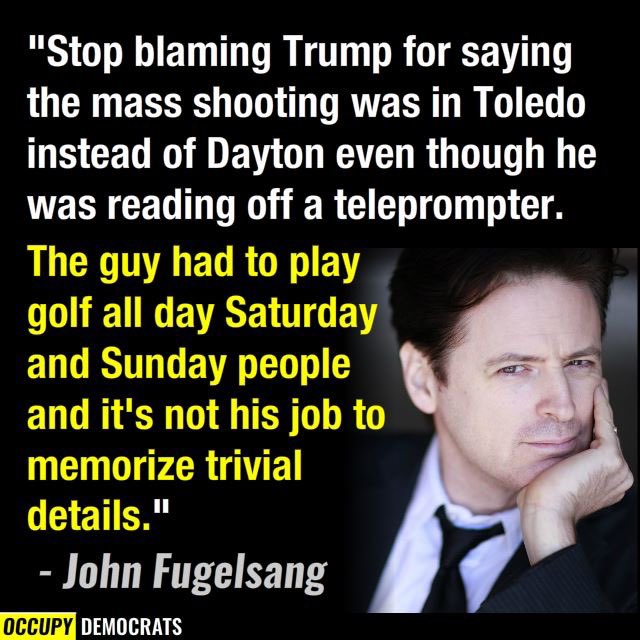 IndianaBluejay's tweet photo. Yeah! how can he B expected 2 remember things like where shootings took place, how many were killed, injured, even 2 keep mouth shut about his inflammatory racist speech inciting these shooters/killers, when he has important golf games 2 play at his exclusive clubs #RacistAsshole https://t.co/5quUVa8qb9