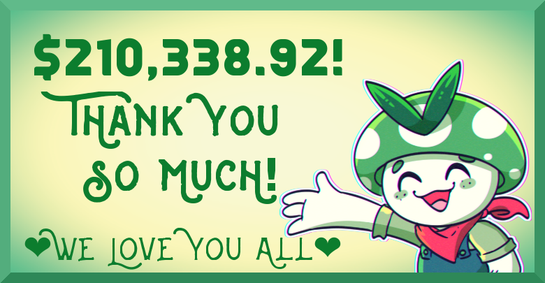 vinesauceisHOPE's tweet photo. We've checked &amp; double-checked, and we're happy to say  –  the numbers are officially in! With the campaigns closed &amp; donations tallied, #VinesauceIsHOPE 2019 reached a grand total of $210,338.92 for @PCRF_Kids 💚

Thank you again, everyone! Can't wait to see you all next year! https://t.co/B8yGY8kZgy