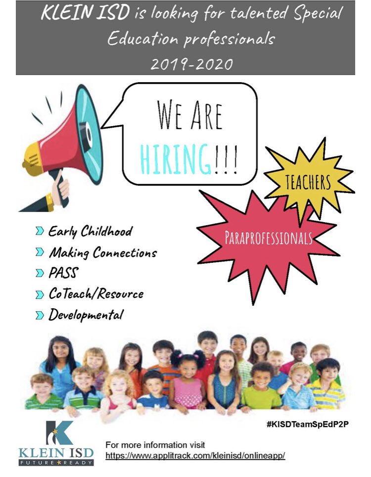 KISD is hiring!!! #KISDTeamSpedP2P #kisdbestdayever