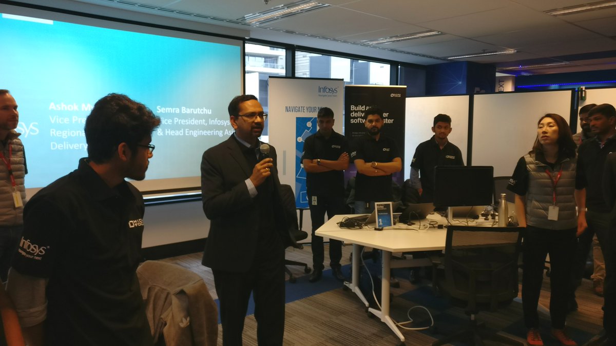 InfosysAusNZ's tweet photo. #Hackathons are a great way to learn in an environment which gives you a license to fail. Last week was a tremendous learning for our people through a #DevOps hackathon we hosted in partnership with #MicroFocus at #Infosys, Melbourne. #ForwardWithInfosys https://t.co/tFKXO2Q9TC