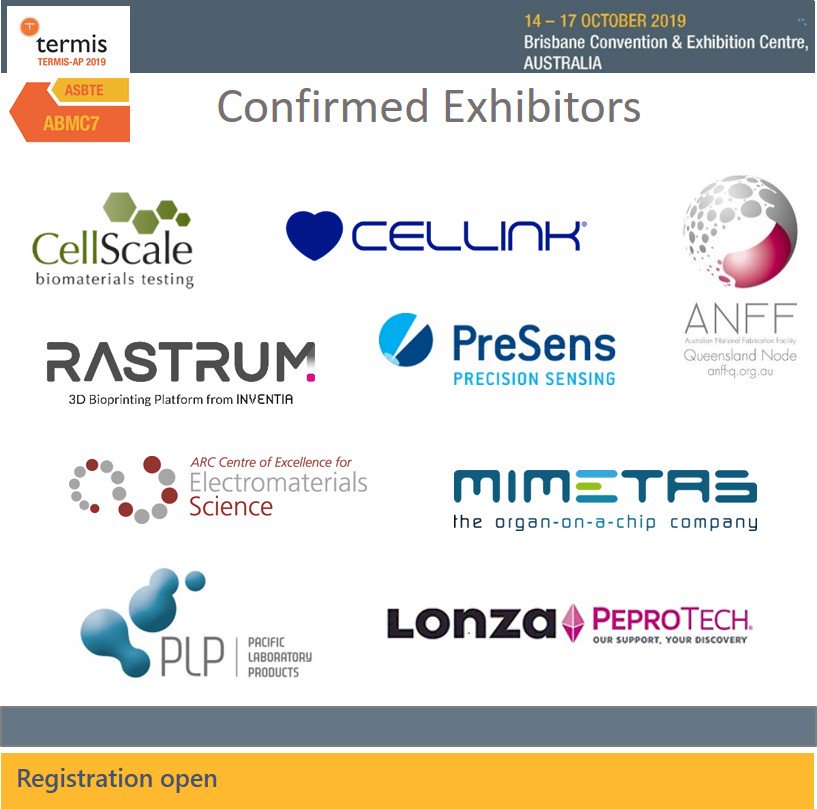 @TermisAp is pleased to welcome on board @Mimetas_3D as an exhibitor, joining other confirmed exhibitors #ANFF, @CELLINK3D, @CellScale, @InventiaLifeSci, @LonzaGroup , @PacificLabP, PreSens Precision Sensing #PreSens & @UOW @TRICEP_AU. Register today termis.org/ap2019