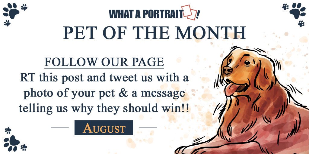 What_a_Portrait's tweet image. #ContestAlert
Your pet is special. You know it and we know it.
Let the world see what makes them the best thing in your life.

Upload your best memorable photos of your pets by using hashtag #Petofthemonth &amp;amp; you could win a Portrait painting of your pet.
#PetLovers
#PetMemories