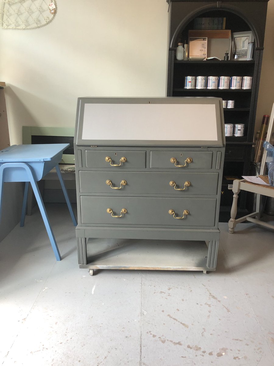 The customer was more than happy when collecting this bureau yesterday, which had been sprayed using our own Lisses &amp; Belle superior finish furniture &amp; kitchen paint.