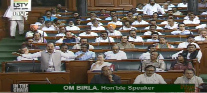 ANI's tweet photo. Adhir Ranjan Chowdhury, Congress, in Lok Sabha: You say that it is an internal matter. But it is being monitored since 1948 by the UN, is that an internal matter? We signed Shimla Agreement &amp; Lahore Declaration, what that an internal matter or bilateral? https://t.co/UPLd8BgwS6