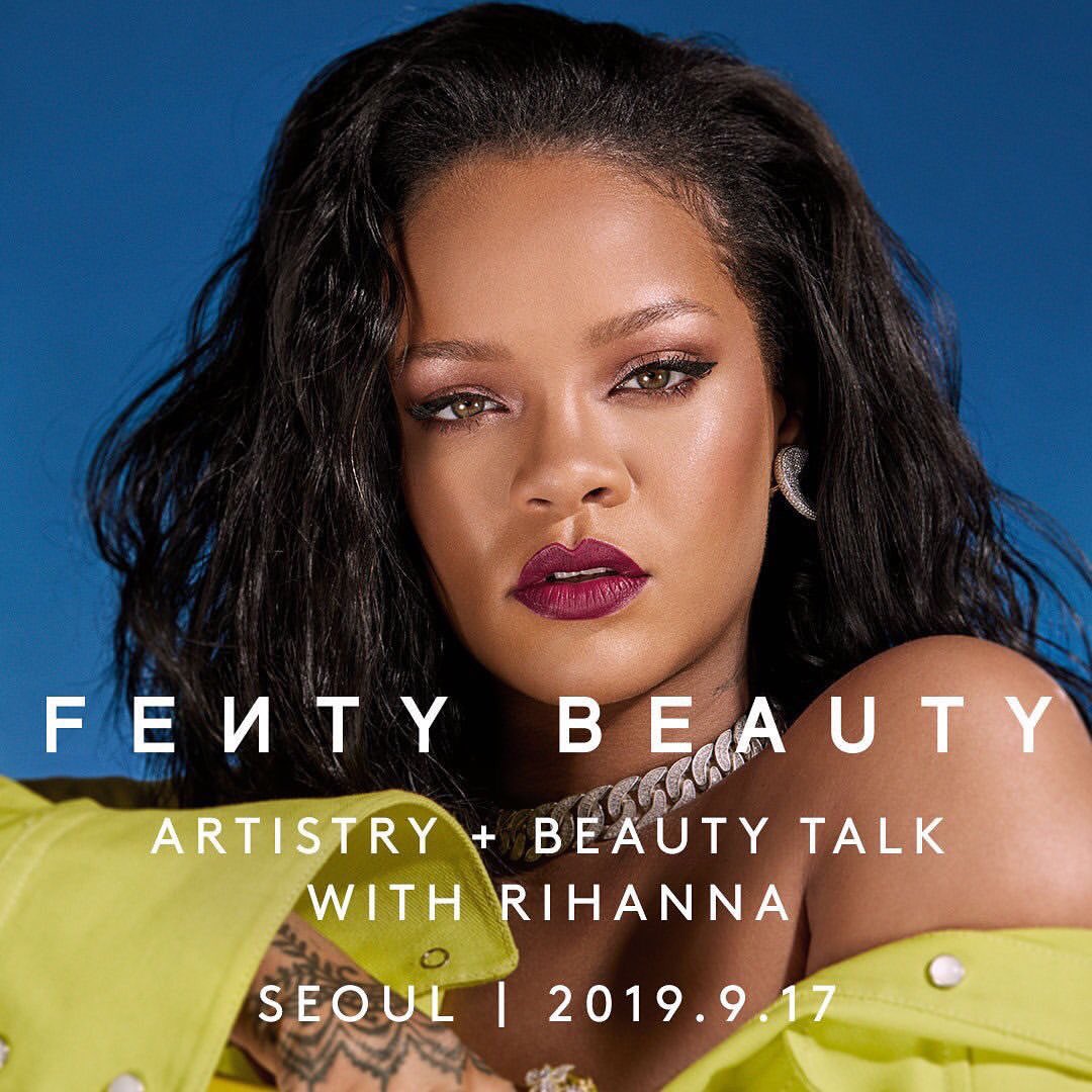 fentybeauty's tweet photo. Seoul, we’re coming for you! Join @rihanna and #FENTYBEAUTY Global Makeup Artists, Priscilla Ono and Hector Espinal, for a beauty and artistry talk! 
Tickets go on sale August 7 at 9 AM KST: https://t.co/YItA5j9qRW https://t.co/8Rqxy6MUmp