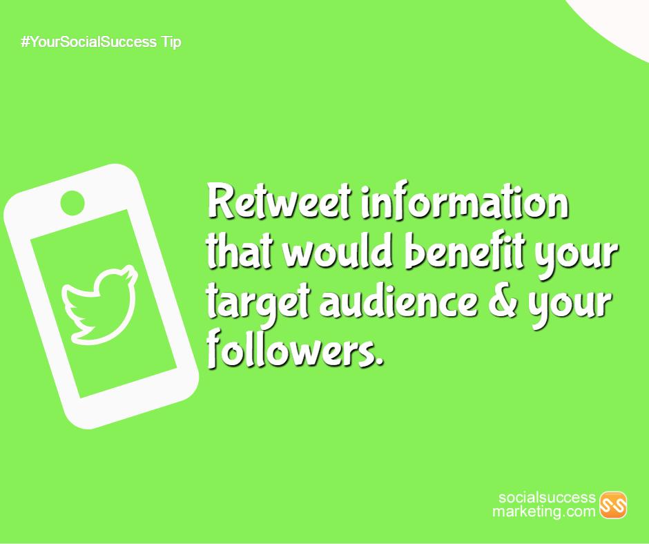 SocialSMktg's tweet photo. Retweet information that would benefit your target audience & your followers. \
Source: https://t.co/2QRcHLK8Oc
#YourSocialSuccessTips #TwitterTips https://t.co/AwTneTu1JF