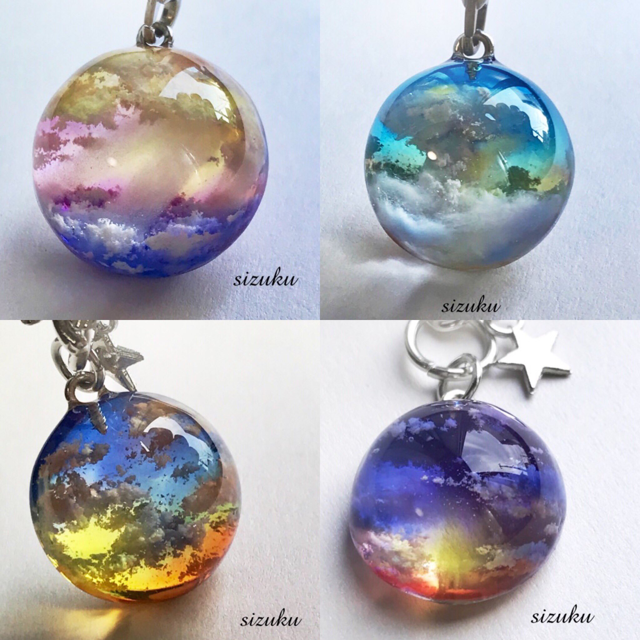 【銀のしずく】さん　夜明けのビーナスベルト　雲レジン キーホルダー　風景レジン 銀のしずく】さん 夜明けのビーナスベルト 雲レジン キーホルダー 風景