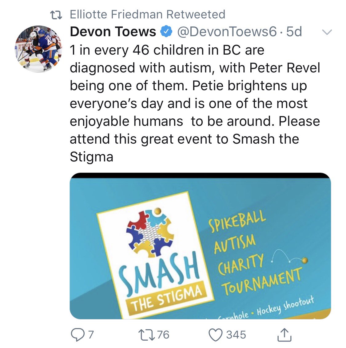 drpmonaghan's tweet photo. Update: @FriedgeHNIC still has his #AutismProtest pic as his profile picture.
I’m grateful to advocates like Elliotte Friedman.
A little support goes a long way.
A simple thing like his profile pic or a RT helps remind me that people like him are still paying attention. https://t.co/Z1OmLLFxYr