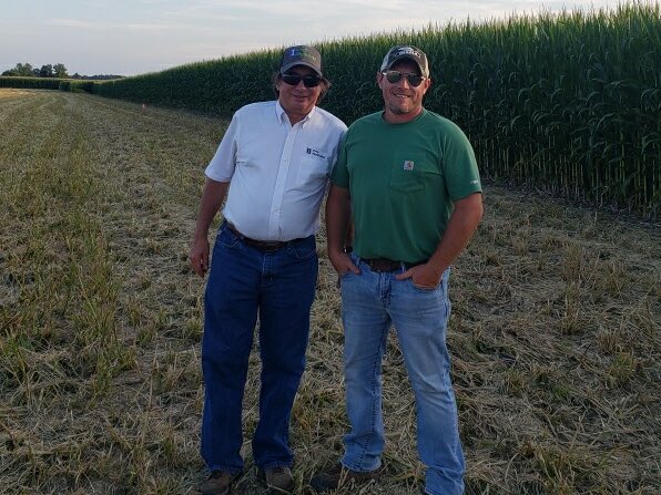 bandedagllc's tweet photo. Always a great day when I get to walk corn with this character, my mentor; Dr. Fred Below. He wanted a pic on the ground where I am starting to build our new facility, Banded Ag.,LLC. #striptill #bandedfertility #Dekalb #cornoncorn https://t.co/Qp2d2hFUrW