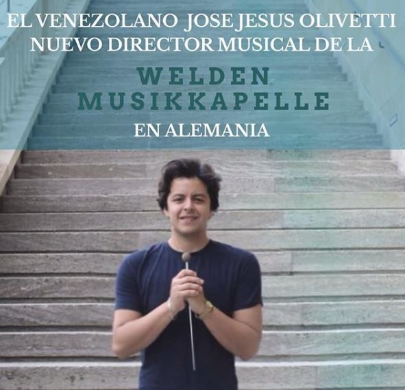 LuisFlorido's tweet photo. Un venezolano de mi Barquisimeto, de la tierra crepuscular y musical que hoy nos llena de orgullo en Alemania. José Jesús Olivetti es el nuevo director musical de Welden Musikkapelle ¡Arriba Venezuela! #5Ago @JoseOlivetti ¡Bravo! https://t.co/kXCAY7iayU